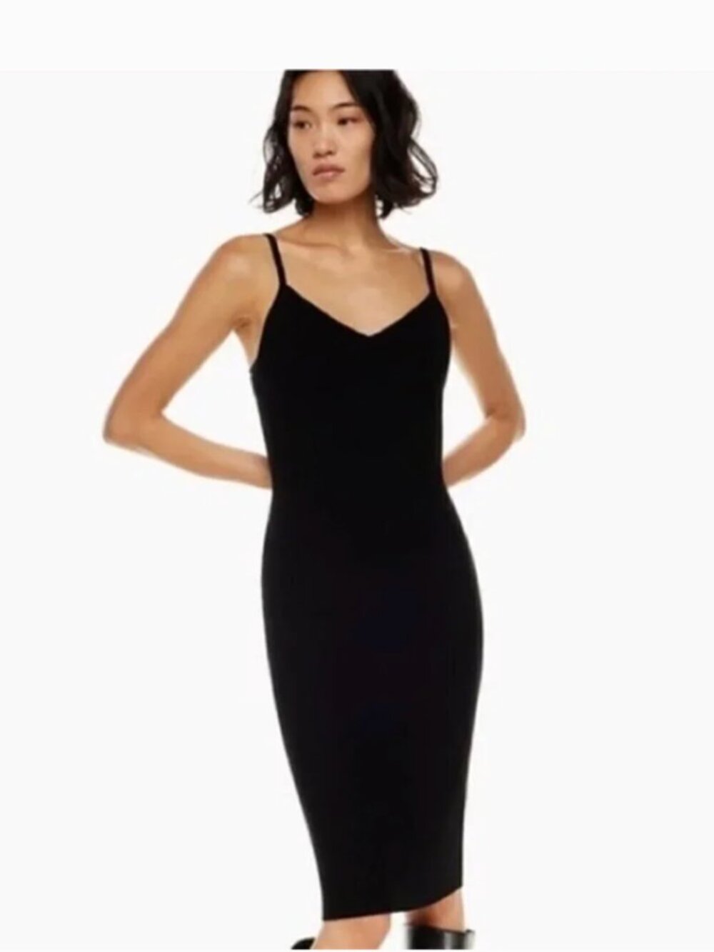 Aritzia Wilfred Waltz Black Rib Knit Mini Dress XL